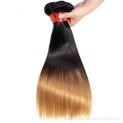 Wholesale Vendors Virgin Hair Bundles 3 Tone Color 1B 4 27 Ombre Color Hair Raw Virgin Human Hair Extension